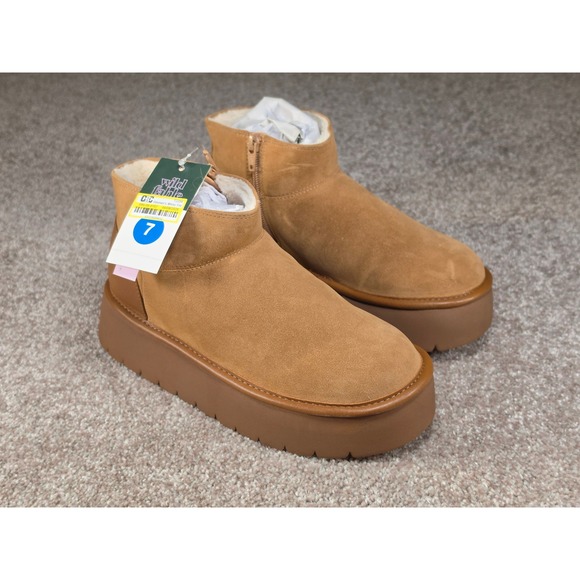 wild fable Shoes - Wild Fable Missy Platform Boots Chestnut Faux Suede Ankle Booties Tan Size 7